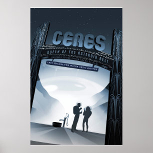 Retro Space Travel Poster-Dwarf Planet Ceres. Poster