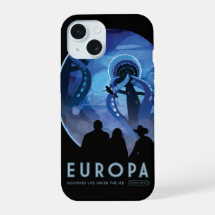 Retro Space Travel Poster- Jupiter's Moon Europa. iPhone 15 Case