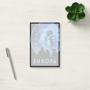 Retro Space Travel Poster- Jupiter's Moon Europa. Post-it Notes