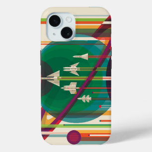 Retro Space Travel Poster- Solar System Grand Tour iPhone 15 Case