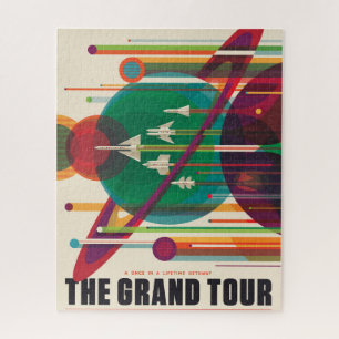 Retro Space Travel Poster- Solar System Grand Tour Jigsaw Puzzle