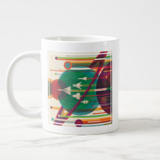 Retro Space Travel Poster- Solar System Grand Tour Large Coffee Mug