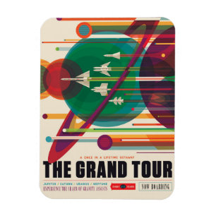 Retro Space Travel Poster- Solar System Grand Tour Magnet