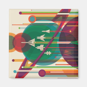 Retro Space Travel Poster- Solar System Grand Tour Magnet