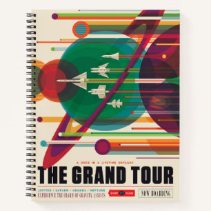 Retro Space Travel Poster- Solar System Grand Tour Notebook