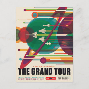 Retro Space Travel Poster- Solar System Grand Tour Postcard