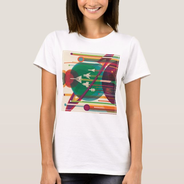 Retro Space Travel Poster- Solar System Grand Tour T-Shirt (Front)