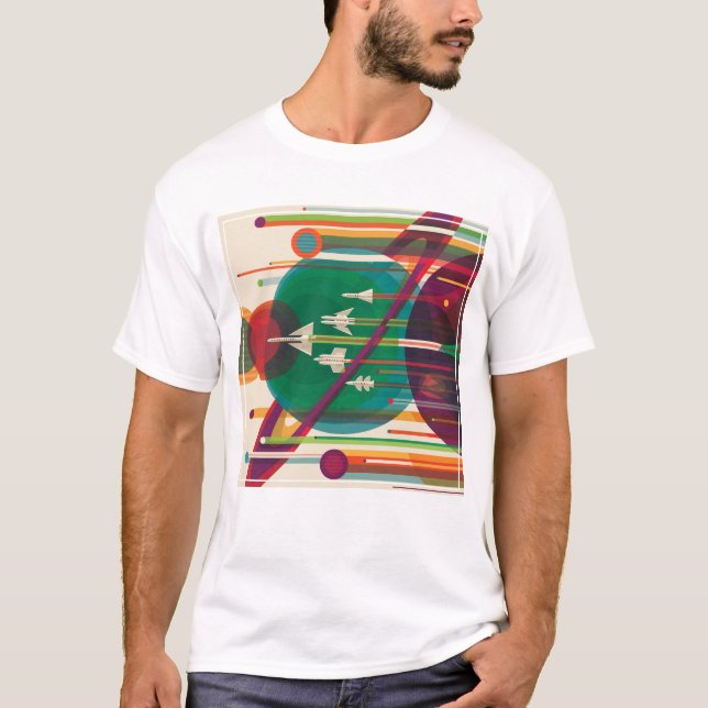 Retro Space Travel Poster- Solar System Grand Tour T-Shirt (Front)