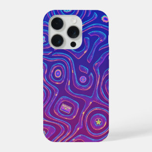 Retro Space Trip - Neon Y2K Psychedelic Pattern iPhone 15 Pro Case