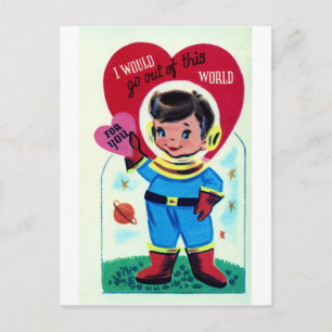 Retro Space Valentine Holiday Postcard