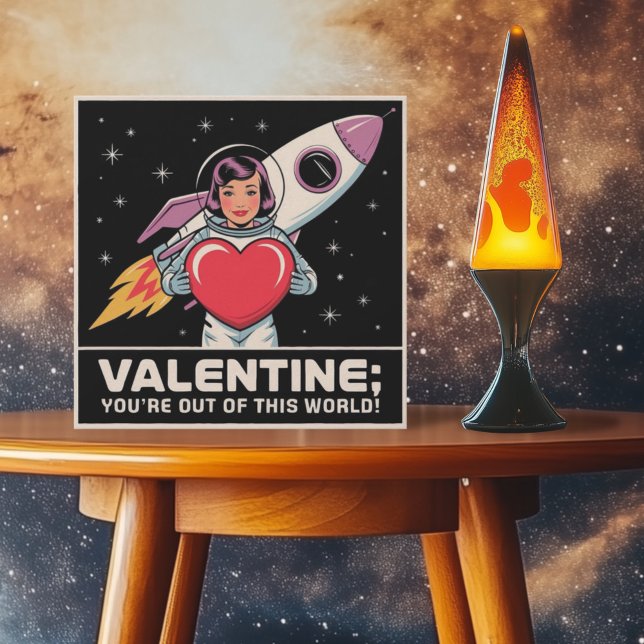 Retro Space Valentine You’re Out of This World Holiday Card (Creator Uploaded)