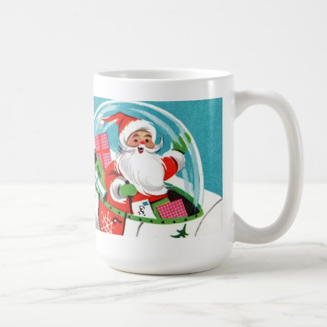 Retro Spaceship Santa Christmas Mug (full wrap) (Right)