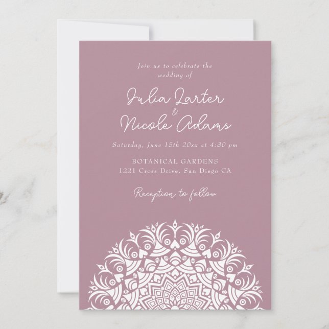 Retro Spanish Abstract Floral Mandala Wedding Invitation (Front)