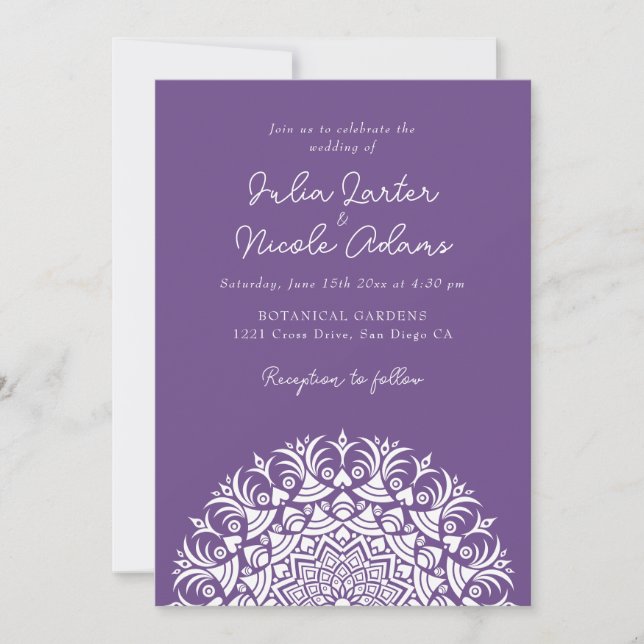 Retro Spanish Abstract Floral Mandala Wedding Invitation (Front)