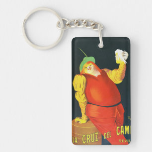 Retro Spanish Beer Ad Home Bar Wall Decor Key Ring