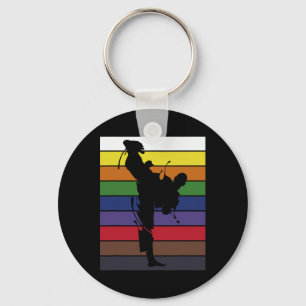 Retro Sparring Athlete Martial Arts Black Belt Kar Key Ring