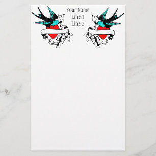 Retro Sparrow Tattoo Binder Stationery