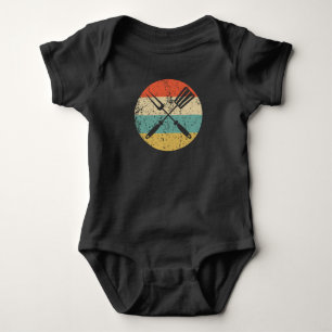 Retro Spatula And Fork Icon BBQ Cookout Baby Bodysuit