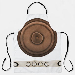 Retro speakers: brown, isolated white. apron