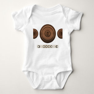 Retro speakers: brown, isolated white. baby bodysuit