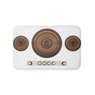 Retro speakers: brown, isolated white. bath mat