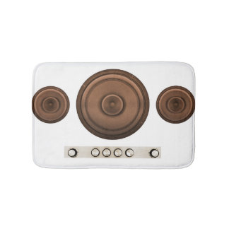 Retro speakers: brown, isolated white. bath mat