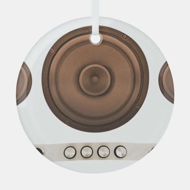 Retro speakers: brown, isolated white. glass tree decoration (Front)