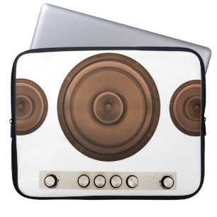 Retro speakers: brown, isolated white. laptop sleeve