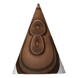 Retro speakers: brown, isolated white. party hat