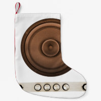 Retro speakers: brown, isolated white.