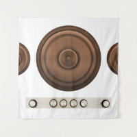 Retro speakers: brown, isolated white.