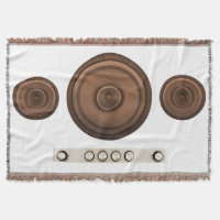 Retro speakers: brown, isolated white.