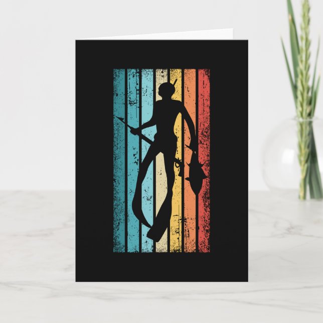 Retro Spearfishing Gift for Spear Fisher Diver Dad Card (Front)