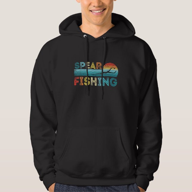 Retro Spearfishing Sunset Diving Men Women Hoodie (Front)