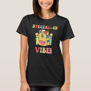 Retro Special Ed Vibes Schoolbag Sped Teacher Back T-Shirt