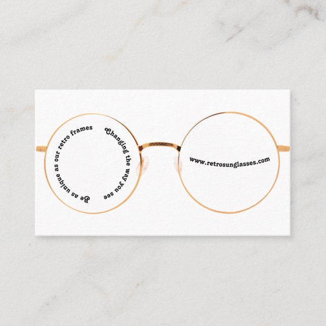 Retro Spectacles Stylish Sustainable Eyeglasses Business Card (Front)