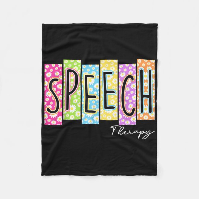 Retro Speech Therapy Back To School Colourful Grap Fleece Blanket (Front)