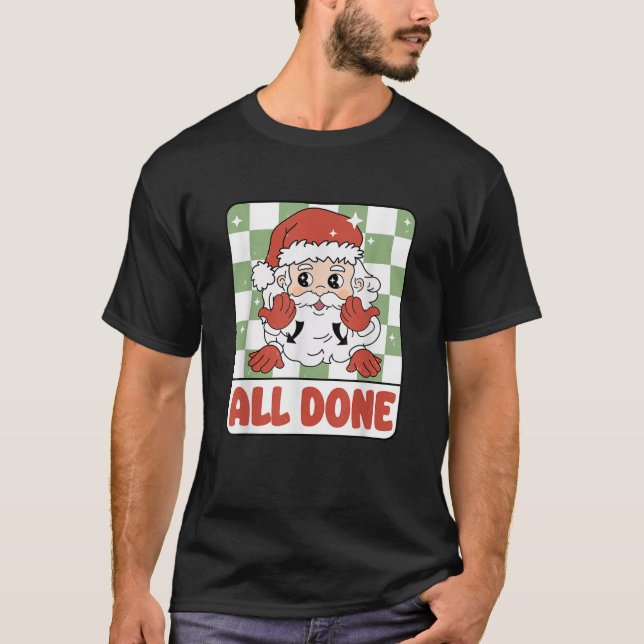 Retro Speech Therapy Christmas SLP All Done Sign L T-Shirt (Front)