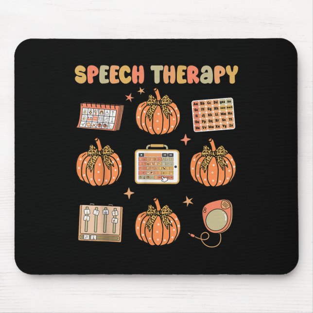 Retro Speech Therapy Slp Fall Pumpkin Speech Thera Mouse Pad (Front)