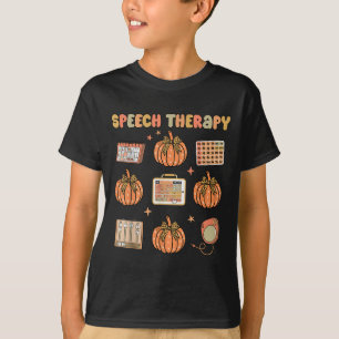 Retro Speech Therapy Slp Fall Pumpkin Speech Thera T-Shirt
