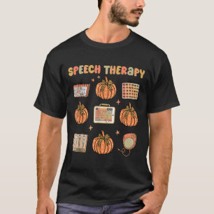 Retro Speech Therapy Slp Fall Pumpkin Speech Thera T-Shirt