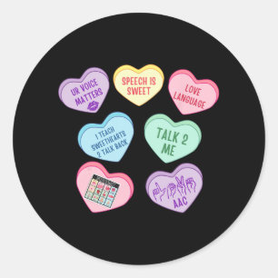 Retro Speech Therapy Slp Hearts Candy Valentine's Classic Round Sticker
