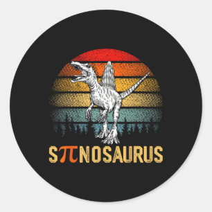 Retro Spinosaurus Happy Pi Day  Classic Round Sticker
