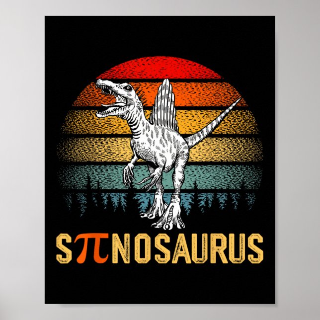 Retro Spinosaurus Happy Pi Day  Poster (Front)