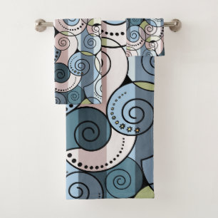 Retro, spiral bath towel set