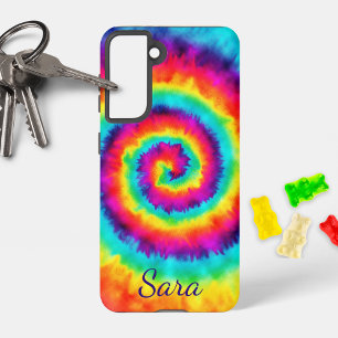 Retro Spiral Rainbow Tie Dye Signature  Samsung Galaxy Case