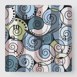 Retro, spiral square wall clock
