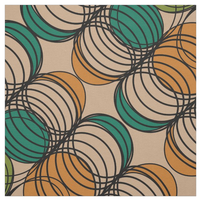 Retro Spiro-graph Circles Abstract Patterned Fabric (Swatch)