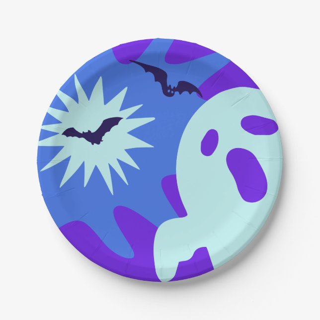 Retro Spooktacular Halloween Party Paper Plate (Front)