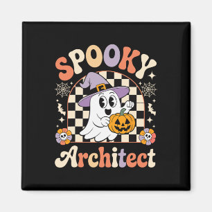 Retro Spooky Architect Halloween Architectural Pum Magnet